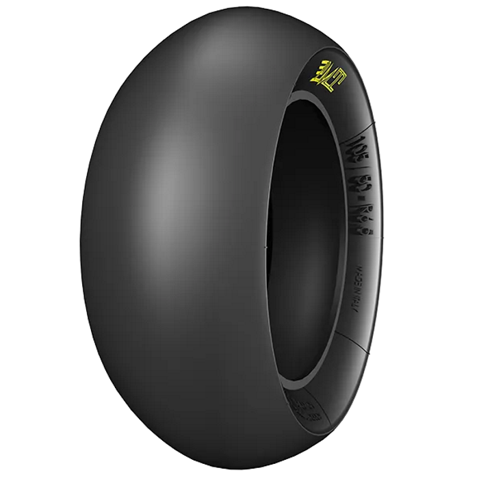 PMT 105/50 R6.5 T41 Slick racing tire with slick tread, 105mm width, 280mm diameter, 56 Shore A hardness, designed for dry conditions and 60-66mm rim width
