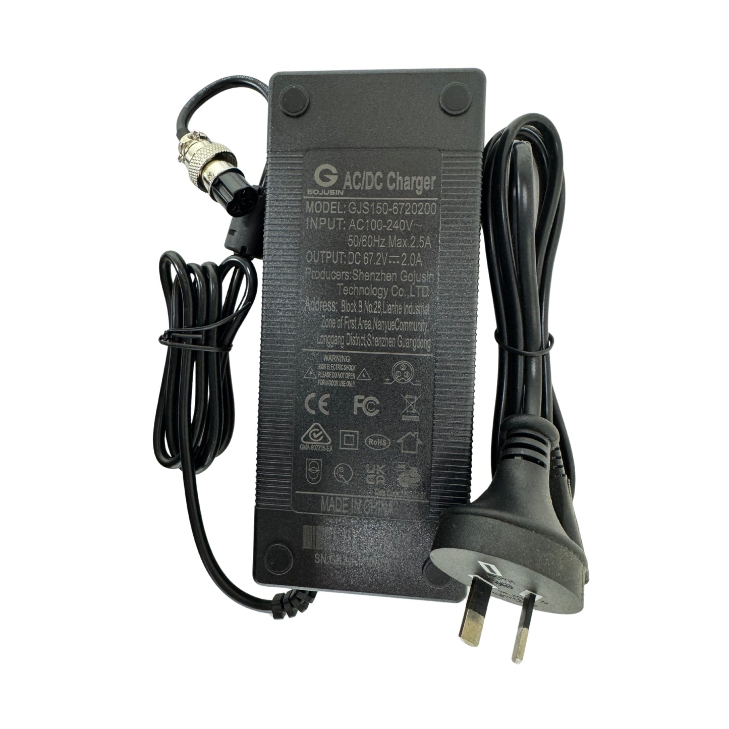60V (67.2V Max) 2A E-Scooter Charger 3-Pin