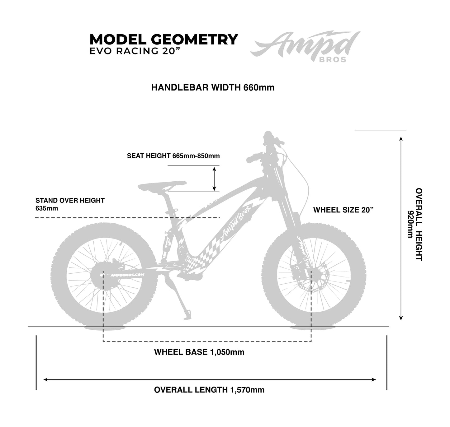 Ampd Bros EVO Racing 24" PRO Electric Bike for off-road youth riders