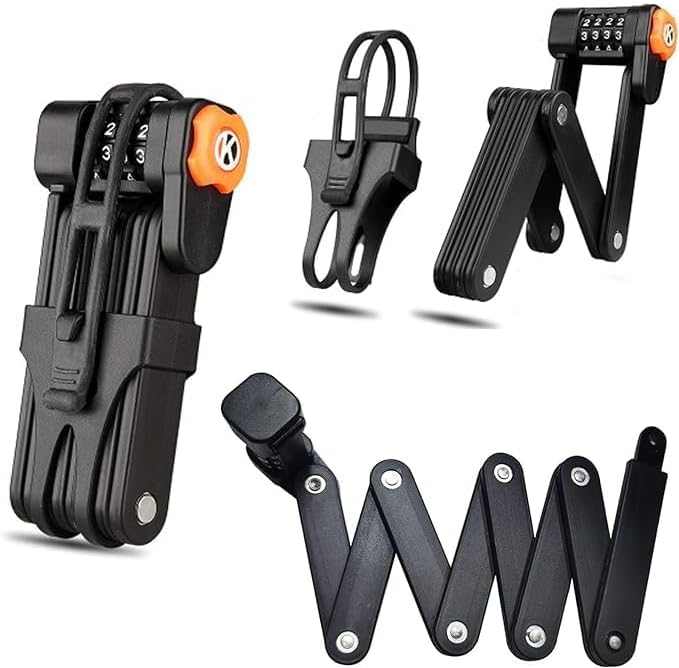 GUB Folding Combination Lock with durable steel links and keyless code for electric scooters, bikes, and e-bikes security