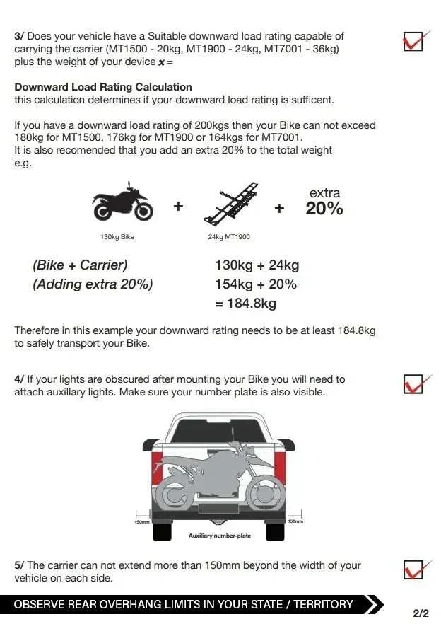 Mo-tow™ 1.5M Motorbike Carrier - Black Edition, Suitable for 125cc