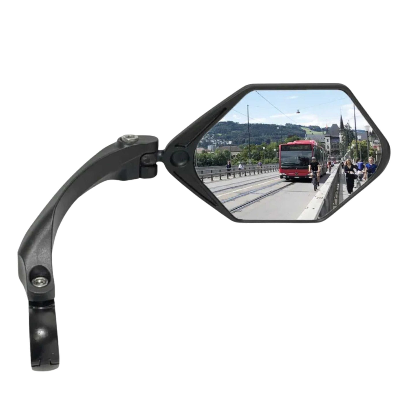 Bicycle right hand mirror mounted on handlebar for safe cycling visibility