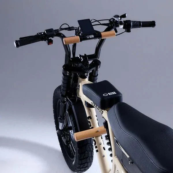 Fatboy Bang Bang Cruiser Set with wooden pegs, faux-leather passenger seat, and kids handlebar extension for Fatboy Scrambler V2 bikes