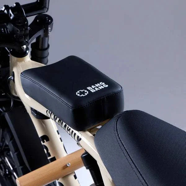 Fatboy Bang Bang Cruiser Set with wooden pegs, faux-leather passenger seat, and kids handlebar extension for Fatboy Scrambler V2 bikes