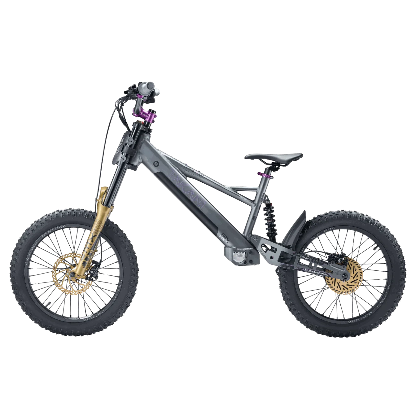 TAKANI Electric Balance Bike 20-inch matte charcoal with full suspension and off-road tires for kids aged 10-14