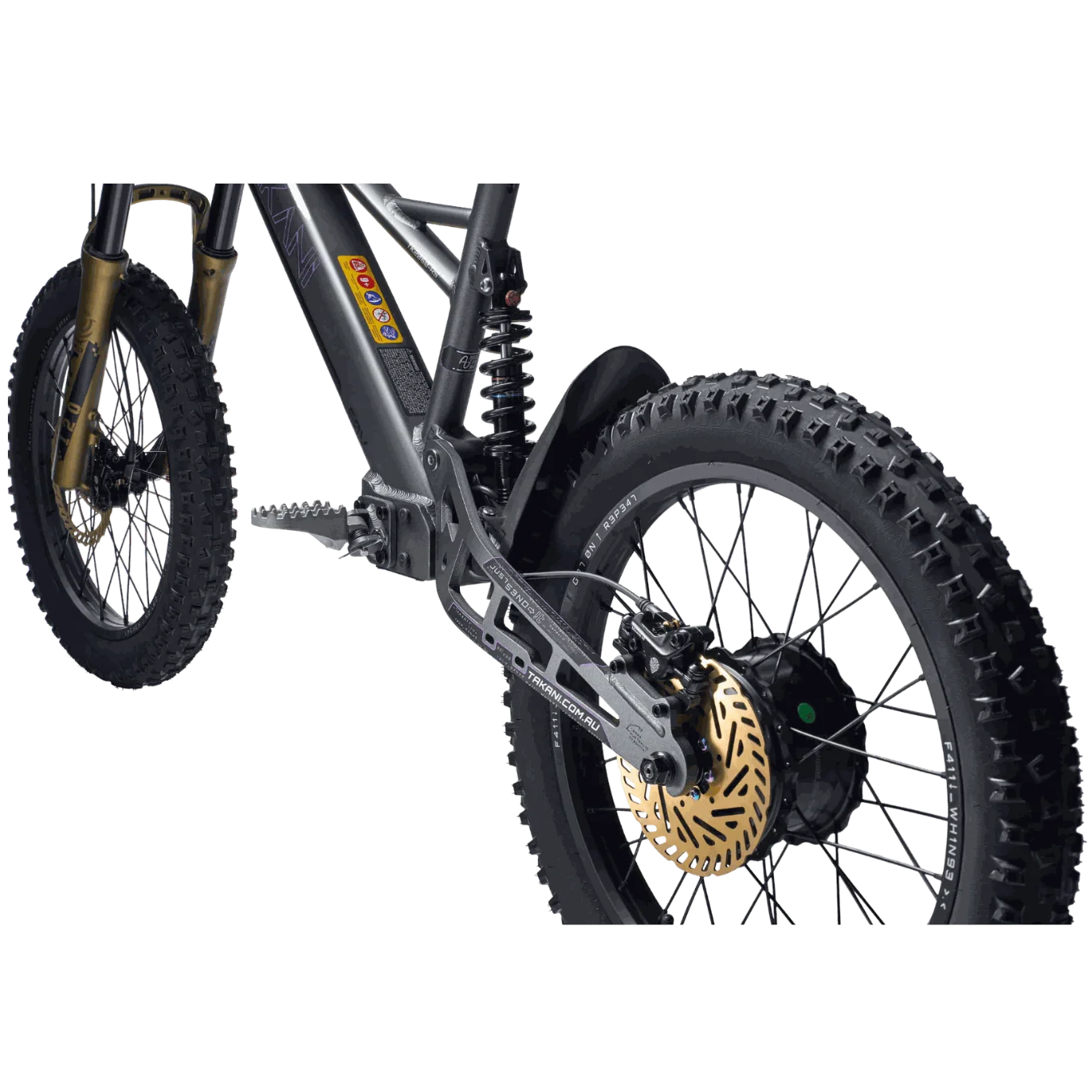 TAKANI Electric Balance Bike 20-inch matte charcoal with full suspension and off-road tires for kids aged 10-14