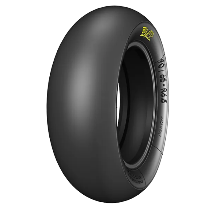 PMT 90/65 R6.5 B Slick tire with 65 Shore A hardness, 90mm width, 280mm diameter for dry racing conditions