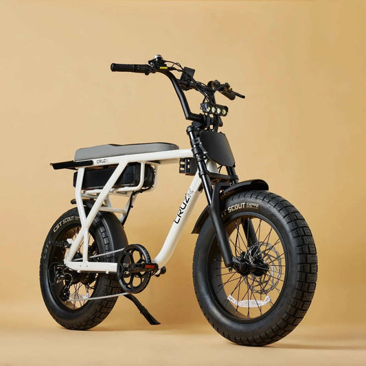 Cruzr Barrel 750W off-road electric bike designed for private property use with compact frame and powerful BAFANG motor