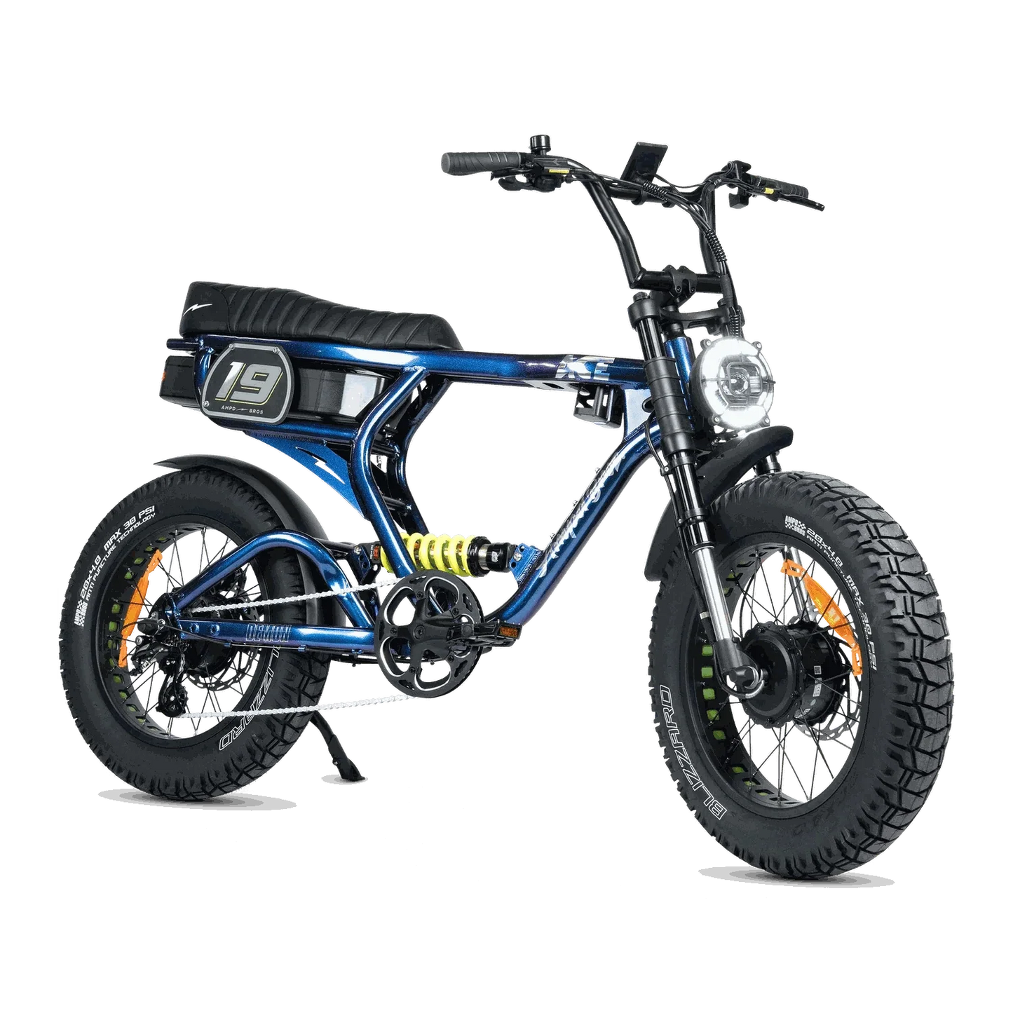 Ampd Bros ACE-X Demon S5 dual motor electric bike in matte black with advanced suspension and smartphone app connectivity