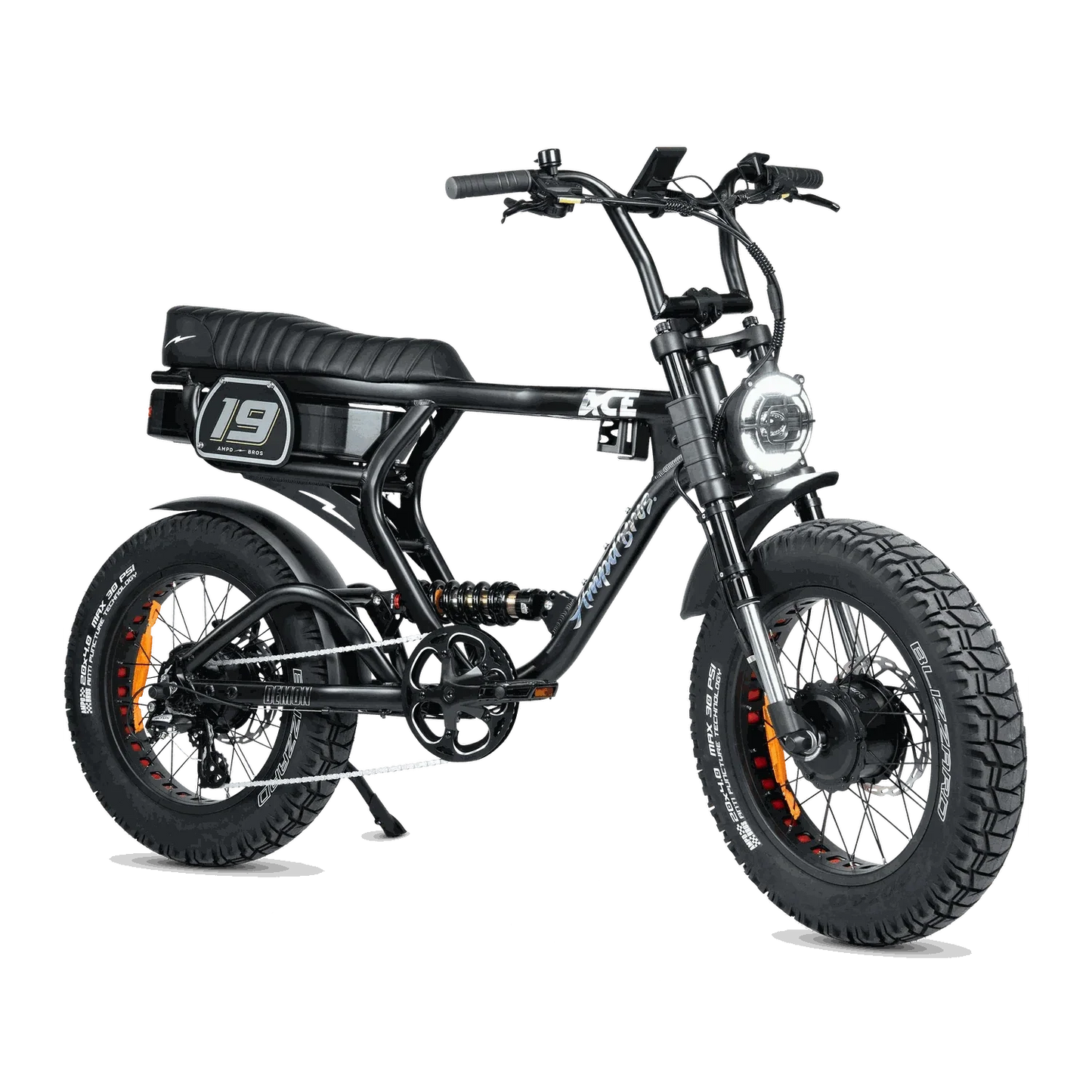 Ampd Bros ACE-X Demon Series 5 dual motor electric bike with app connectivity and advanced suspension