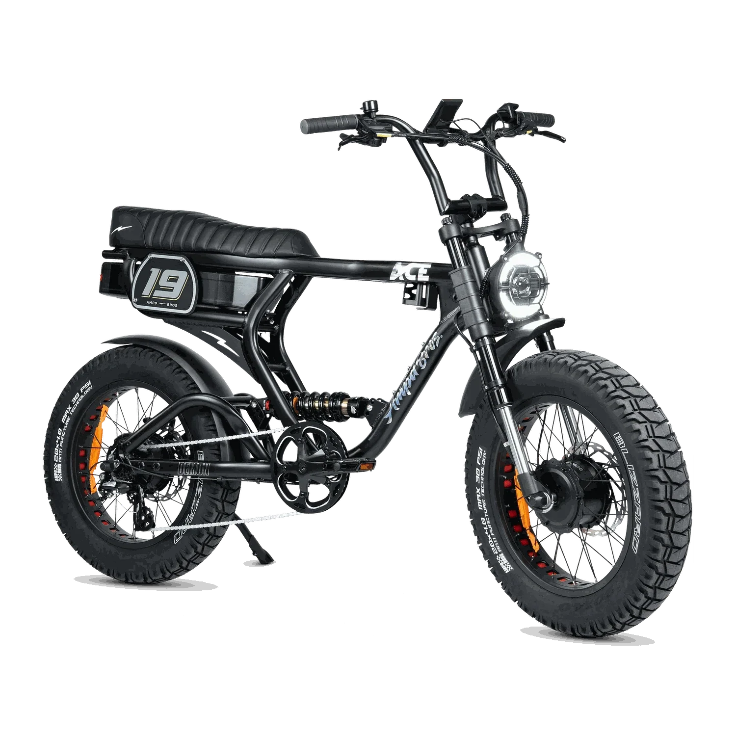 Ampd Bros ACE-X Demon Series 5 dual motor electric bike with app connectivity and advanced suspension