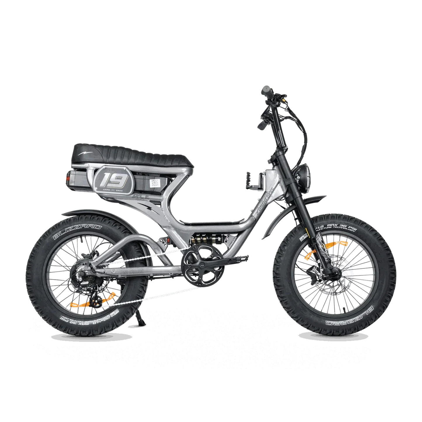 Ampd Bros ACE-S PRO Step-Through dual suspension electric bike with fat tires and LCD display