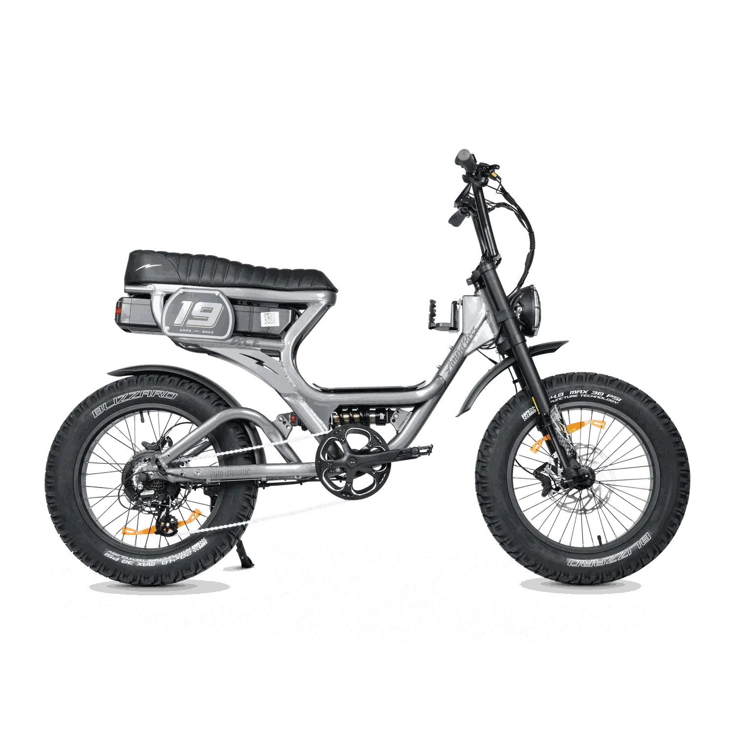 Ampd Bros ACE-S PRO Step-Through dual suspension electric bike with fat tires and LCD display