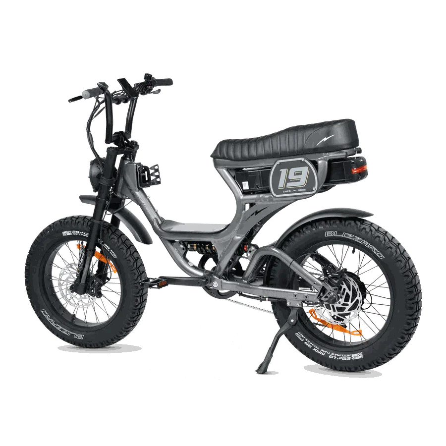 Ampd Bros ACE-S PRO Step-Through dual suspension electric bike in black with fat tires and Shimano drivetrain