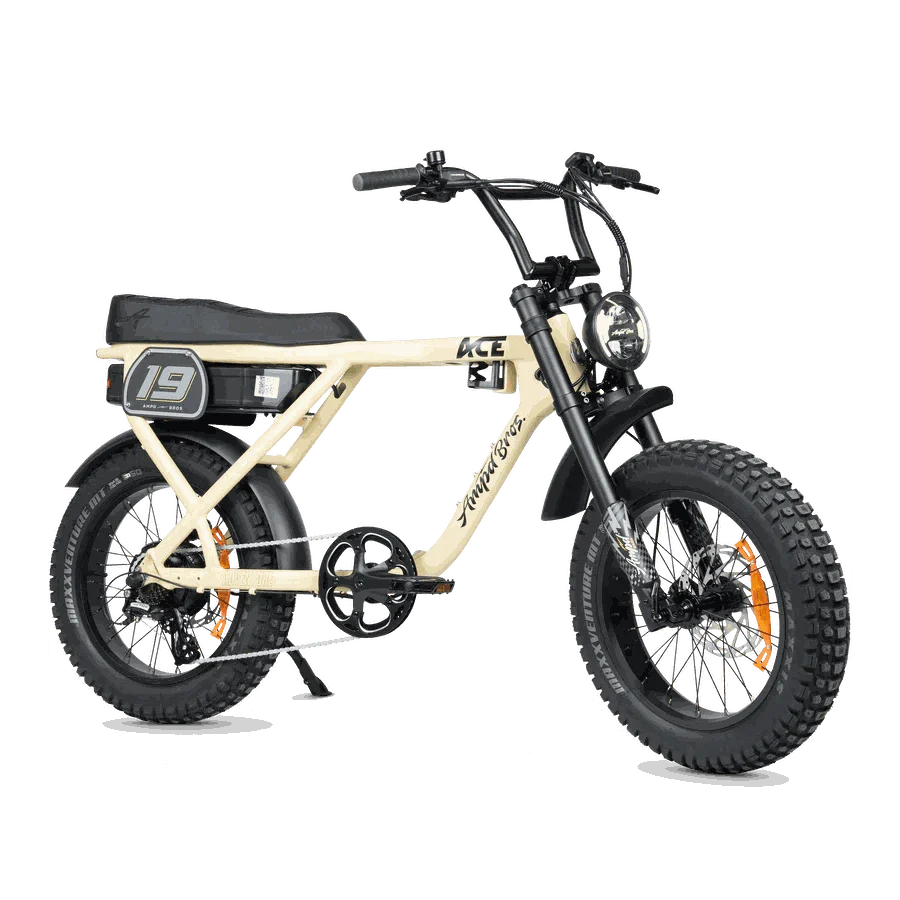 Ampd Bros ACE Adventure Electric Bike matte black fat tyre e-bike with LCD display and hydraulic disc brakes