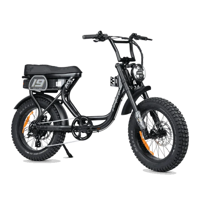 Ampd Bros ACE Adventure Electric Bike with fat tyres and matte black frame parked outdoors