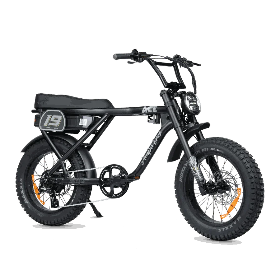 Ampd Bros ACE Adventure Electric Bike black fat tyre e-bike with LCD display and rugged design