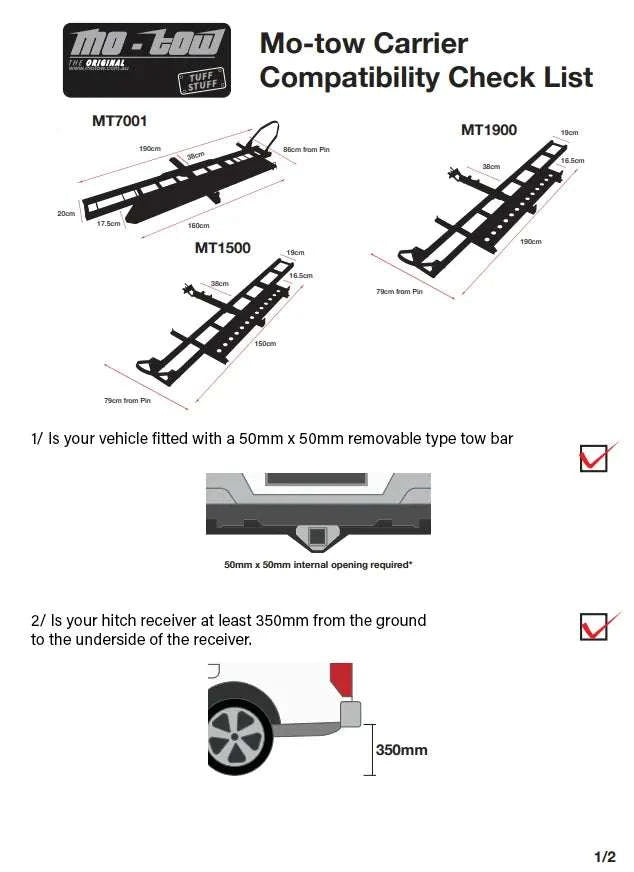 Mo-Tow 1.5M Motocross / Motorcycle Bike Carrier - 1500mm - BLACK EDITION- Suitable for up to 125cc