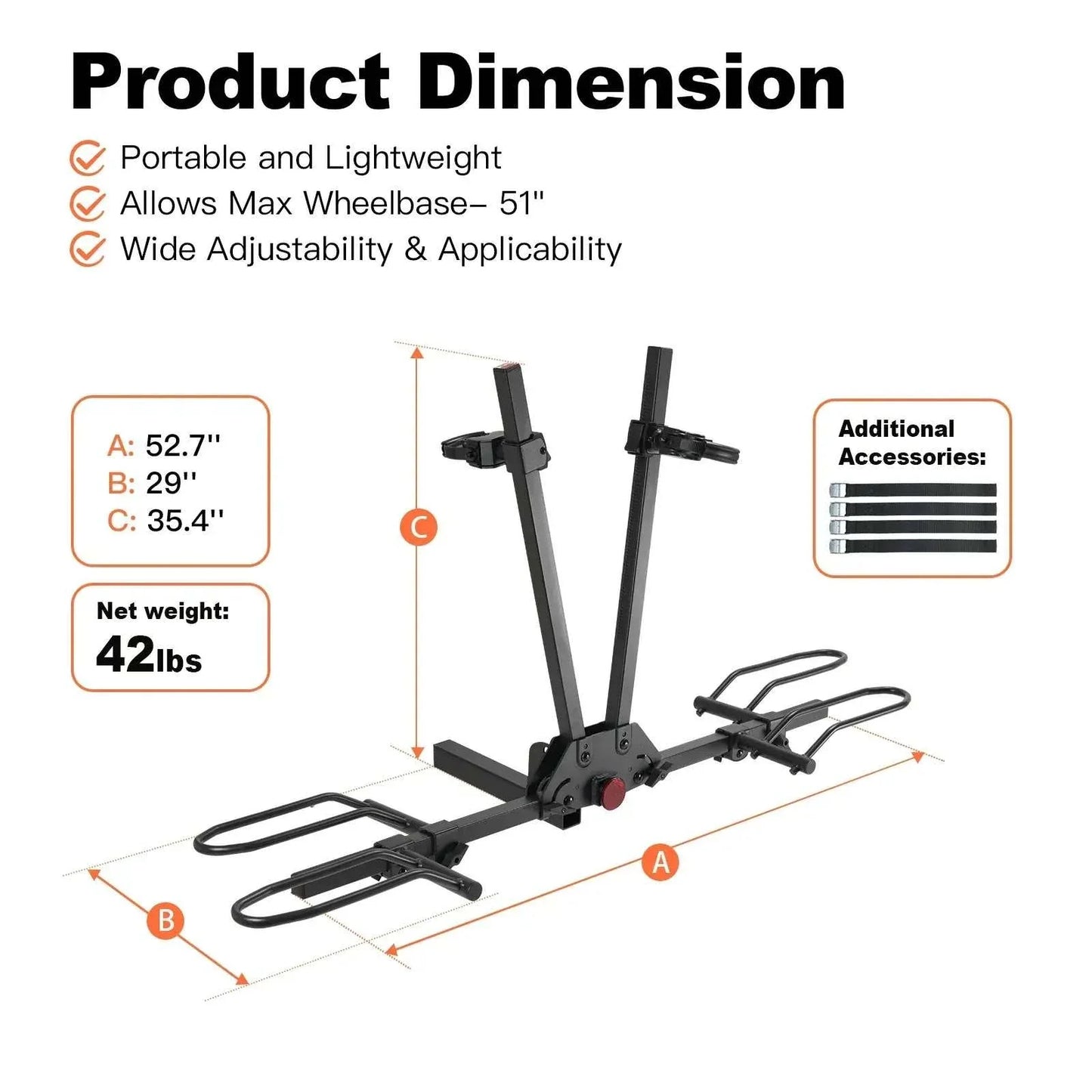 MagRack F2 / Light Weight Foldable Hitch / eBike Rack with LED light KIT