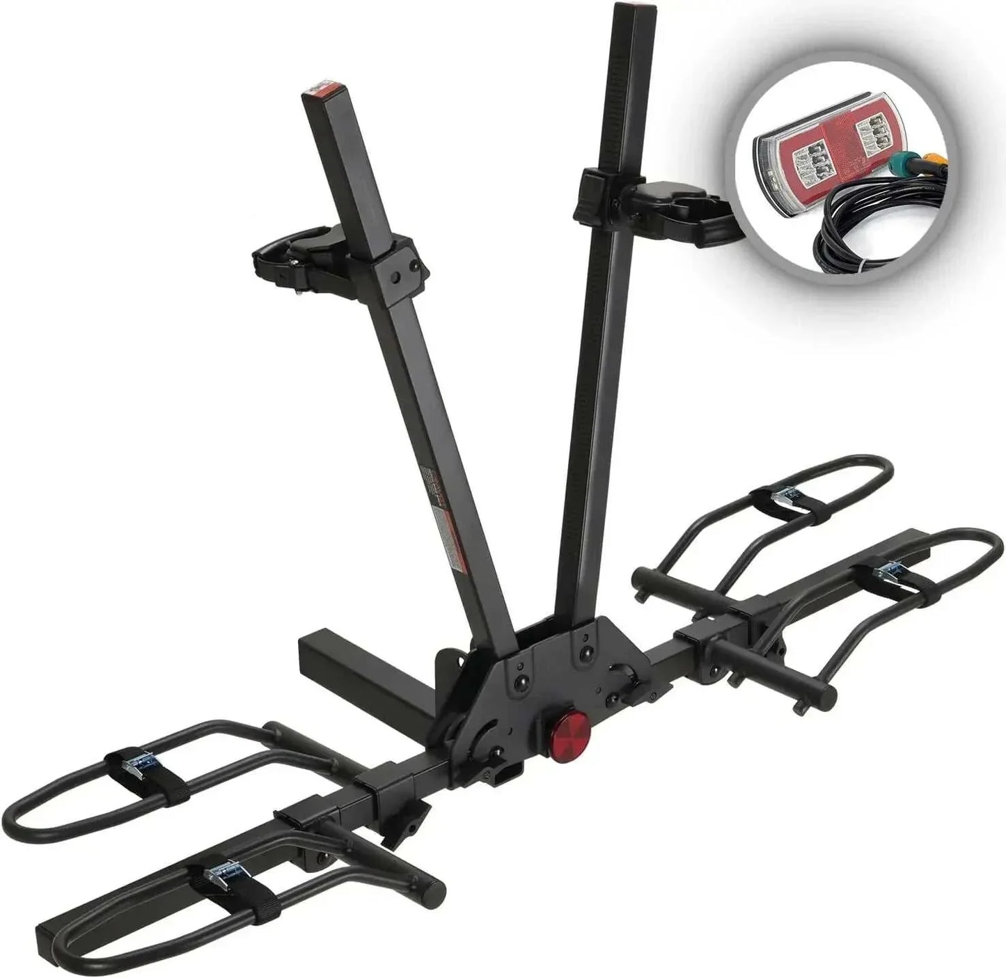 Mo-Tow 2 E-Bike lightweight foldable MagRack F2 hitch rack with LED light kit carrying two bikes up to 90KG
