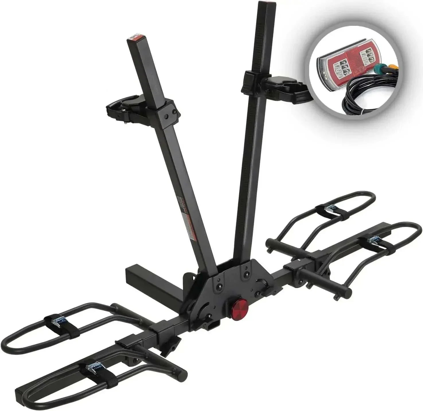 Mo-Tow 2 E-Bike lightweight foldable MagRack F2 hitch rack with LED light kit carrying two bikes up to 90KG