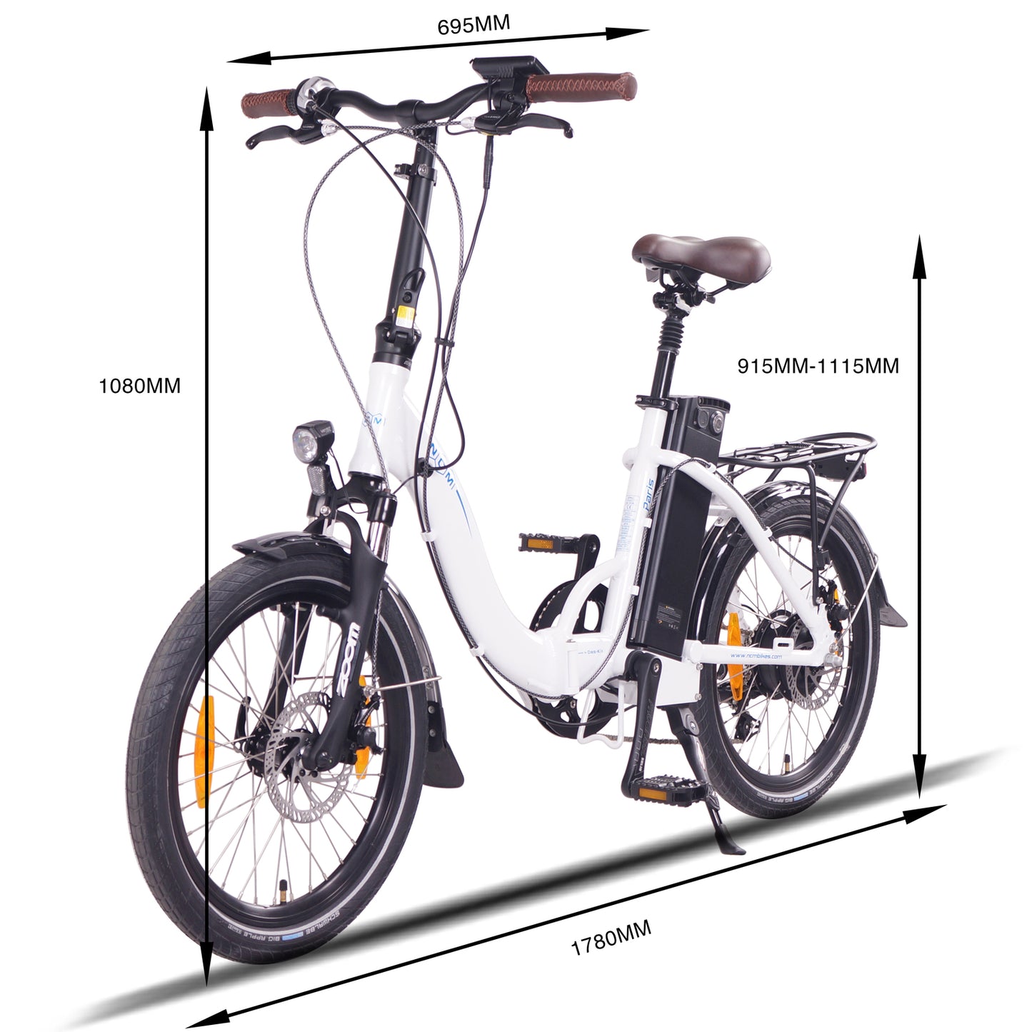 NCM Paris 20" Folding e-Bike White