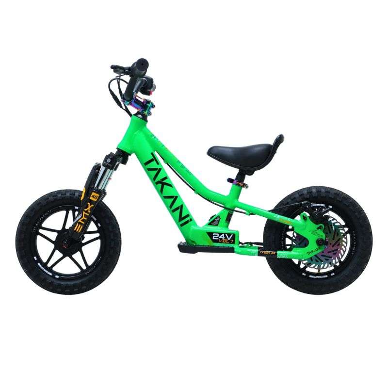 Takani Electric Balance Bike 12'' TK1224-RS for kids with 24V battery and front suspension