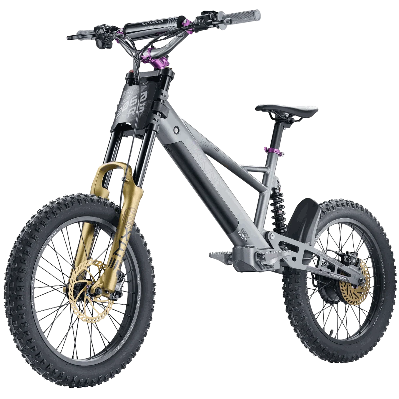 TAKANI Electric Balance Bike 20-inch matte charcoal with full suspension and off-road tires for kids aged 10-14