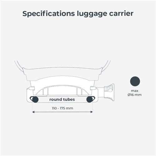 Urban Iki Rear Seat Easyfix child bike seat mounted on rear luggage rack with 5-point safety harness and integrated lock technical diagram